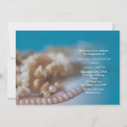 シェルとパールエレガントズ絵を描Beachy招待状 招待状 (正面)