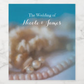 シェルと真珠のエレガント色彩の鮮やかビーチワインラベル ワインラベル (シングルラベル)