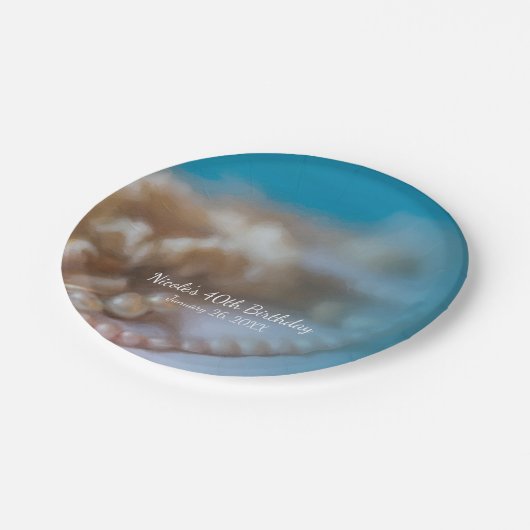 シェルと真珠エレガントの絵を描ビーチプレート ペーパープレート (アングル)