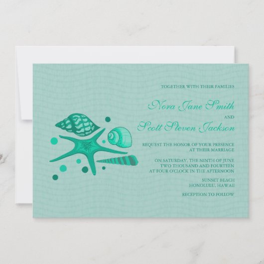 シェルのコレクション – ビーチ結婚式招待状 招待状 (正面)