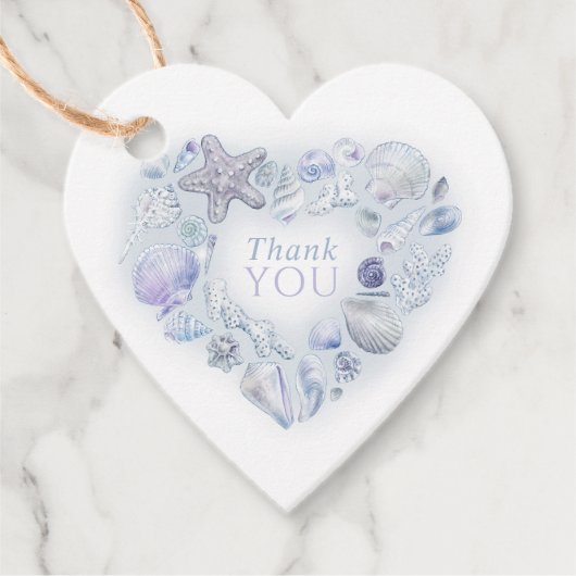 シェルのハート感謝していアートユービーチブルー結婚ズ フェイバータグ (正面)