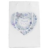 シェルのハート感謝していアートユービーチブルー結婚ズ ミディアムペーパーバッグ (正面)