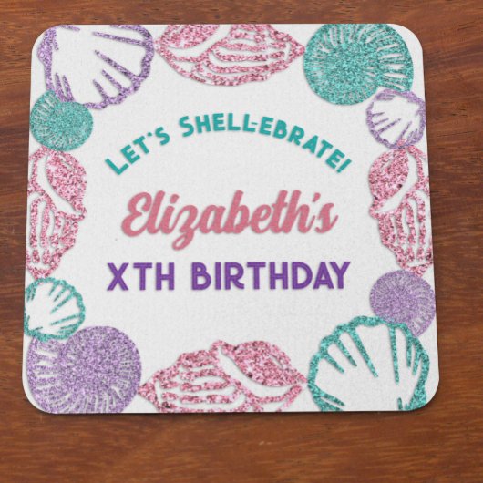 シェルの女の子の誕生日 スクエアペーパーコースター