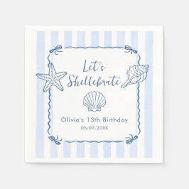 シェルを祝おう 貝殻の誕生日ナプキン スタンダードカクテルナプキン