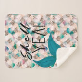 シェルイェアティール(緑がかった色)&金ゴールドグラムマーメイドテール&はかりで測 シェルパブランケット (正面(横))