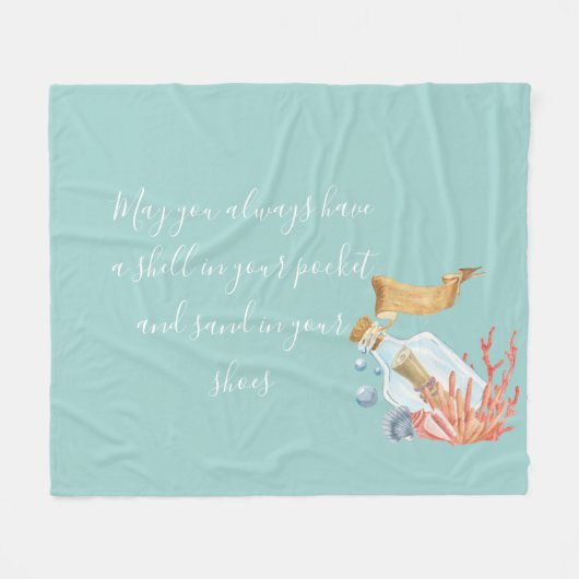 シェルインザポケットビーチテーマ フリースブランケット (正面(横))