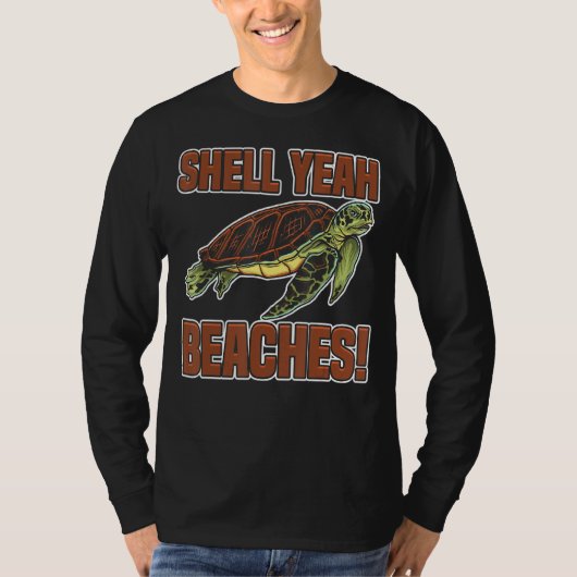 シェルイーかわいいウミガメ動物カメ Tシャツ (正面)