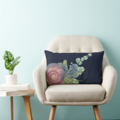 シェルウォーターカラーリーフアートネイビーブルーランバーピロー ランバークッション (椅子)