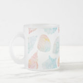 シェルウォーター色モノグラム曇りガラスのコーヒーマグ フロストグラスマグカップ (左)