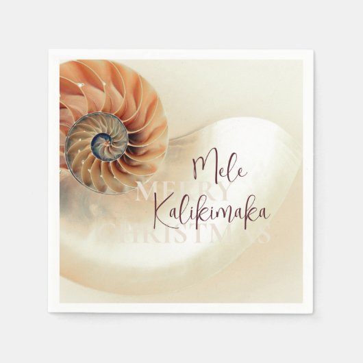 シェルエレガントハワイアンクリスマス スタンダードカクテルナプキン (正面)