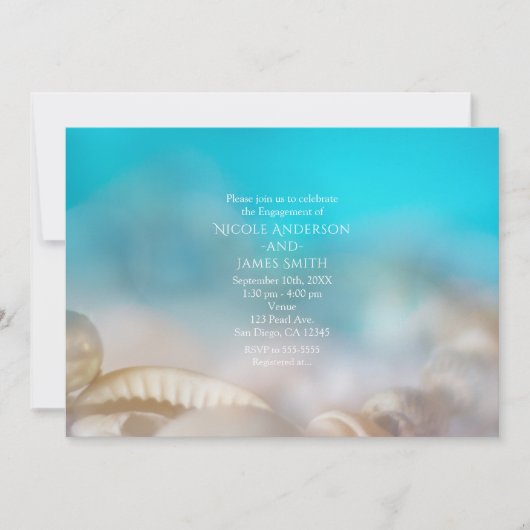 シェルエレガントビーチ結婚式婚約招待状 招待状 (正面)