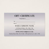 シェルエレガントフェスティバルギフト証明書 (裏面)