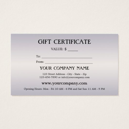 シェルエレガントフェスティバルギフト証明書 (裏面)