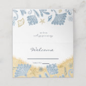 シェルエレガント、砂、ビーチユニーク結婚の プレイスカード (外部開封)