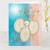 シェルエンジェルビーチ折り畳みグリーティングカード カード (黄色い花)