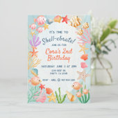 シェルカラフル鮮やか海誕生日招待状 招待状 (スタンド正面)