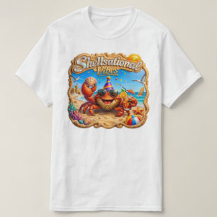 シェルサショナル ヴァイブス - 喜びあふれるカニのビーチアート Tシャツ