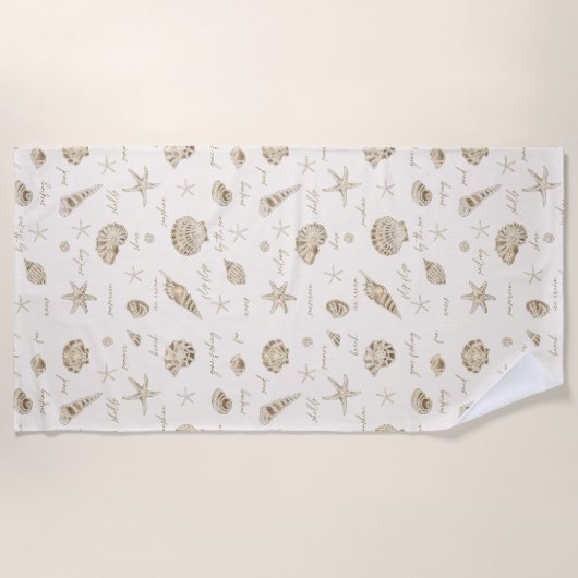 シェルスタフィッシュサンおもしろい文字砂岩ID918 ビーチタオル (正面)