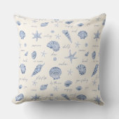 シェルスターフィッシュサンおもしろい文字ブルーID918 クッション (正面)
