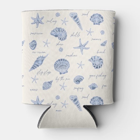 シェルスターフィッシュサンおもしろい文字ブルーID918 缶クーラー (正面)