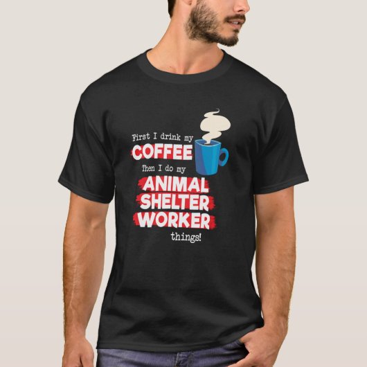 シェルター作業者及びコーヒー Tシャツ (正面)