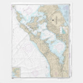 シェルター島のサウンドとペコニック湾のチャート フリースブランケット (正面)