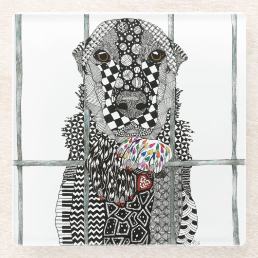 シェルター犬ガラスコースター ガラスコースター (正面)