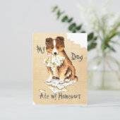 シェルティが宿題を食べちゃった ポストカード (スタンド正面)