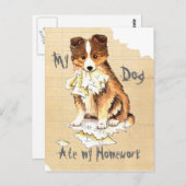 シェルティが宿題を食べちゃった ポストカード (正面/裏面)