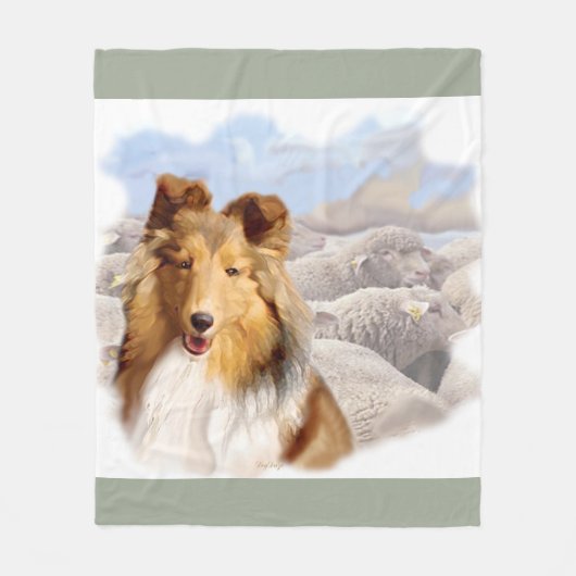 シェルティと羊のフリースブランケット フリースブランケット (正面)