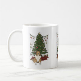 シェルティーとクリスマスツリー コーヒーマグカップ