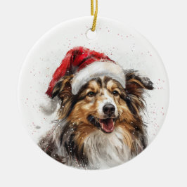 シェルティーのクリスマスパーソナルギフト セラミックオーナメント