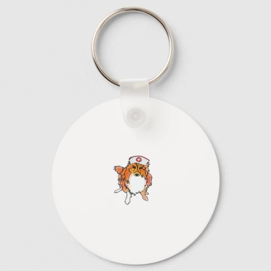シェルティーの帽子付きナース衣装 � animalsinhats クラシックT キーホルダー (正面)