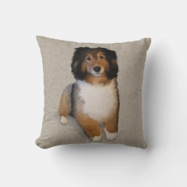 シェルティーミックス犬の肖像画 クッション