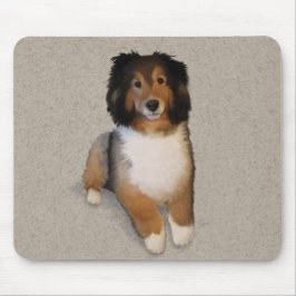 シェルティーミックス犬の肖像画 マウスパッド