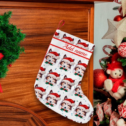 シェルティー犬のクリスマススター スモールクリスマスストッキング