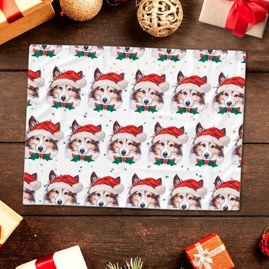 シェルティー犬のクリスマススター フリースブランケット