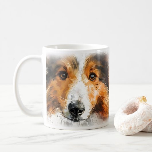 シェルティー犬ママ コーヒーマグカップ (ドーナツ)