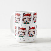 シェルティー犬種のクリスマス星 コーヒーマグカップ (正面左)