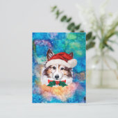 シェルティー犬種のクリスマス シーズンポストカード (スタンド正面)