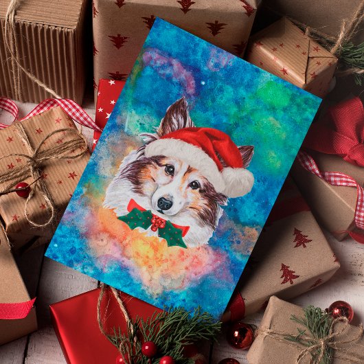 シェルティー犬種のクリスマス シーズンポストカード