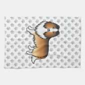 シェルティー+キャラクター+犬+足 キッチンタオル (横)