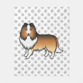 シェルティー+キャラクター+犬+足 フリースブランケット (正面)