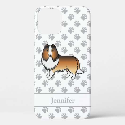 シェルティー+名前 カートゥーン 犬 イラスト Case-Mate iPhoneケース (裏面)