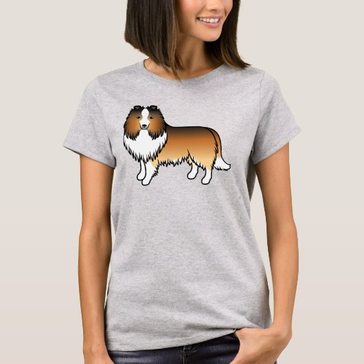 シェルティー 子犬 カートゥーン イラスト Tシャツ (正面)