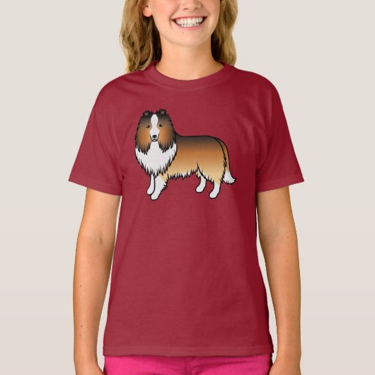 シェルティー 子犬 カートゥーン Tシャツ (正面)