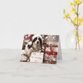 シェルティ白黒クリスマスカード カード (黄色い花)