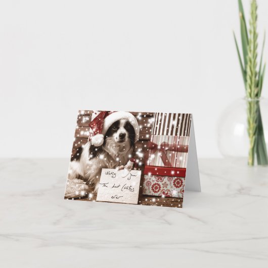 シェルティ白黒クリスマスカード カード (正面)