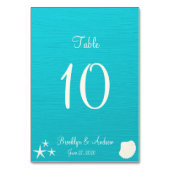 シェルテーブルカードのビーチ結婚式座席表 テーブルナンバー (正面)