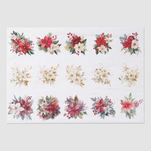 シェルデコパージュ用の装飾的なクリスマスの花 薄葉紙 (正面)